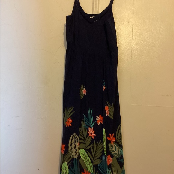 - Old Navy large Blue Tropical Maxi dress Back total stretch - Picture 2 of 9